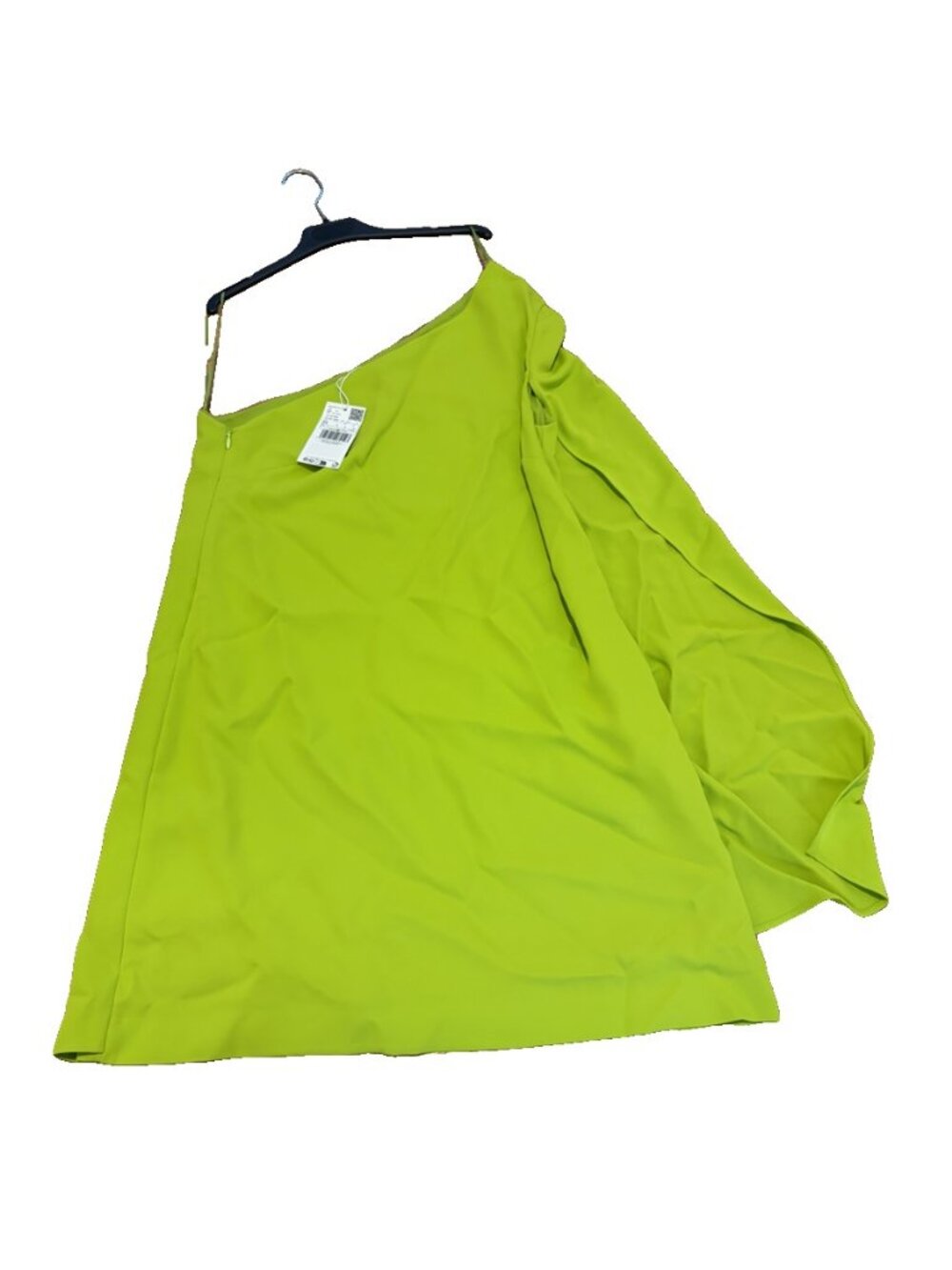 NWT Mango Lime Green One Shoulder Draped Mini Dress Size M